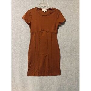 No comment Short-Sleeve Bodycon Dress color copper-Brown Sz S